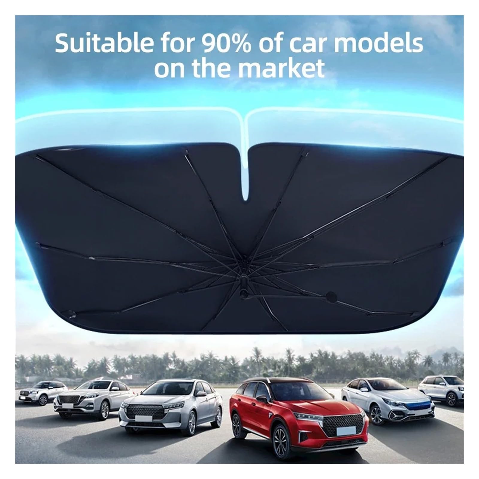 Sonnenblende Erweiterung Auto-Sonnenschutz-Windschutzscheibenschirm | Front-Sonnenschutz, Sonnenschirm, faltbar, Sommerschutz, Autositz, Wärmeisolierung(Handle M)