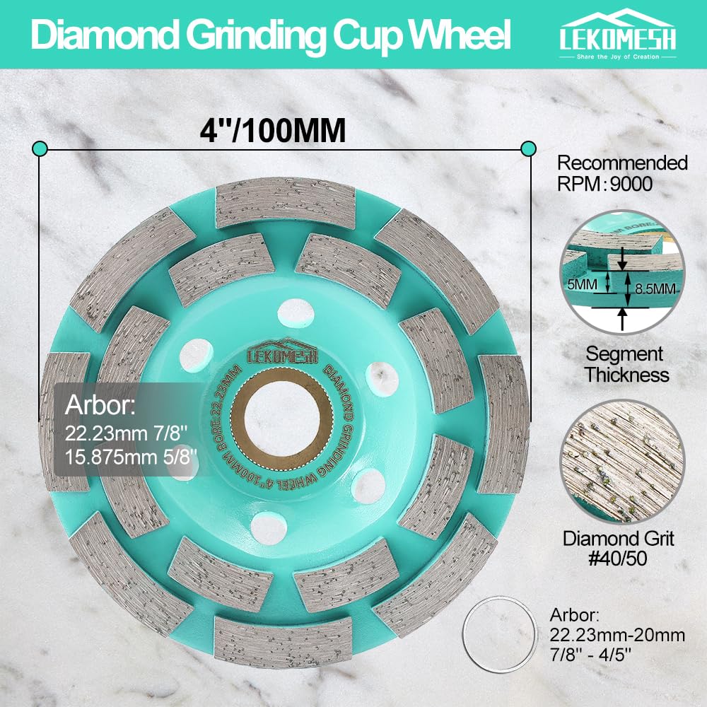 Disque Diamant 100mm Double Rangée - Pour Béton, Granit, Pierre - Meuleuse D 'angle, Coupe à Sec/à L'eau