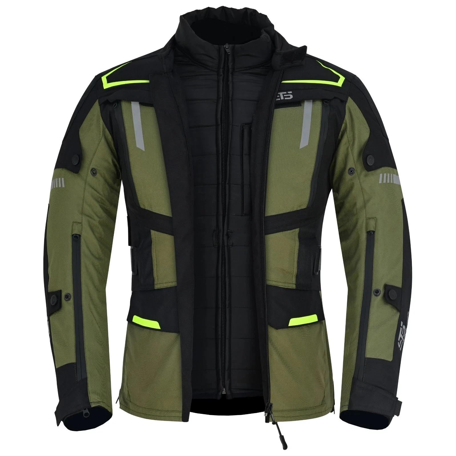Generico Giacca Moto in Tessuto,ST 838 DRAGON, Waterproof, 3 Strati, 4 Stagioni, Impermeabile, con Protezioni CE