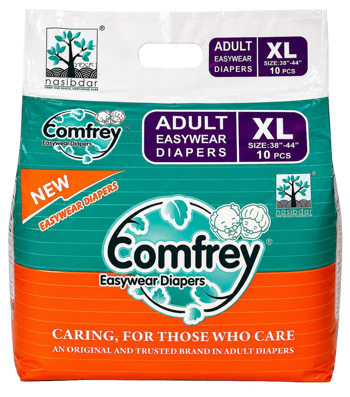 comfrey adult pant type easy wear diapers xlarge - 10's size 35inches to 47lnches, 10 count