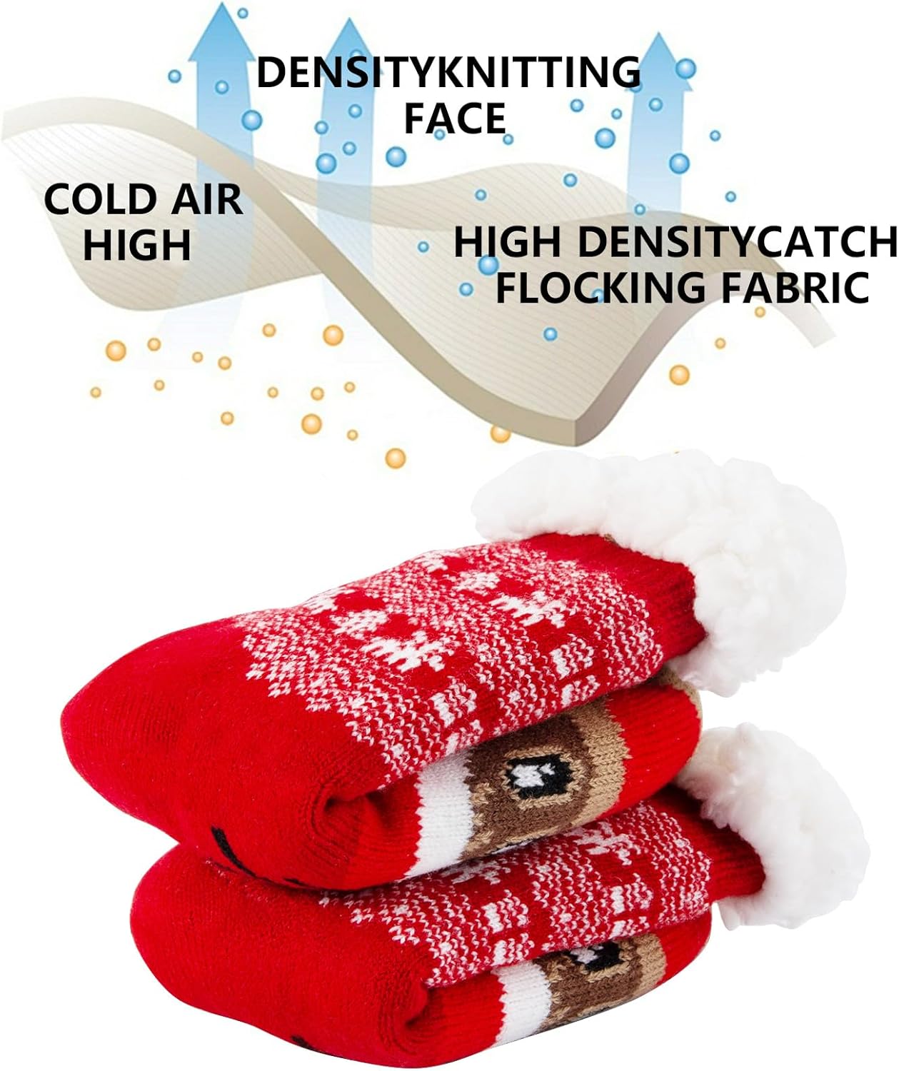 Christmas Socks for Kids, Cute Animal Fuzzy Slipper Socks with Non-Slip Grips, Warm Fleece Lining for Boys and Girls - Image 2