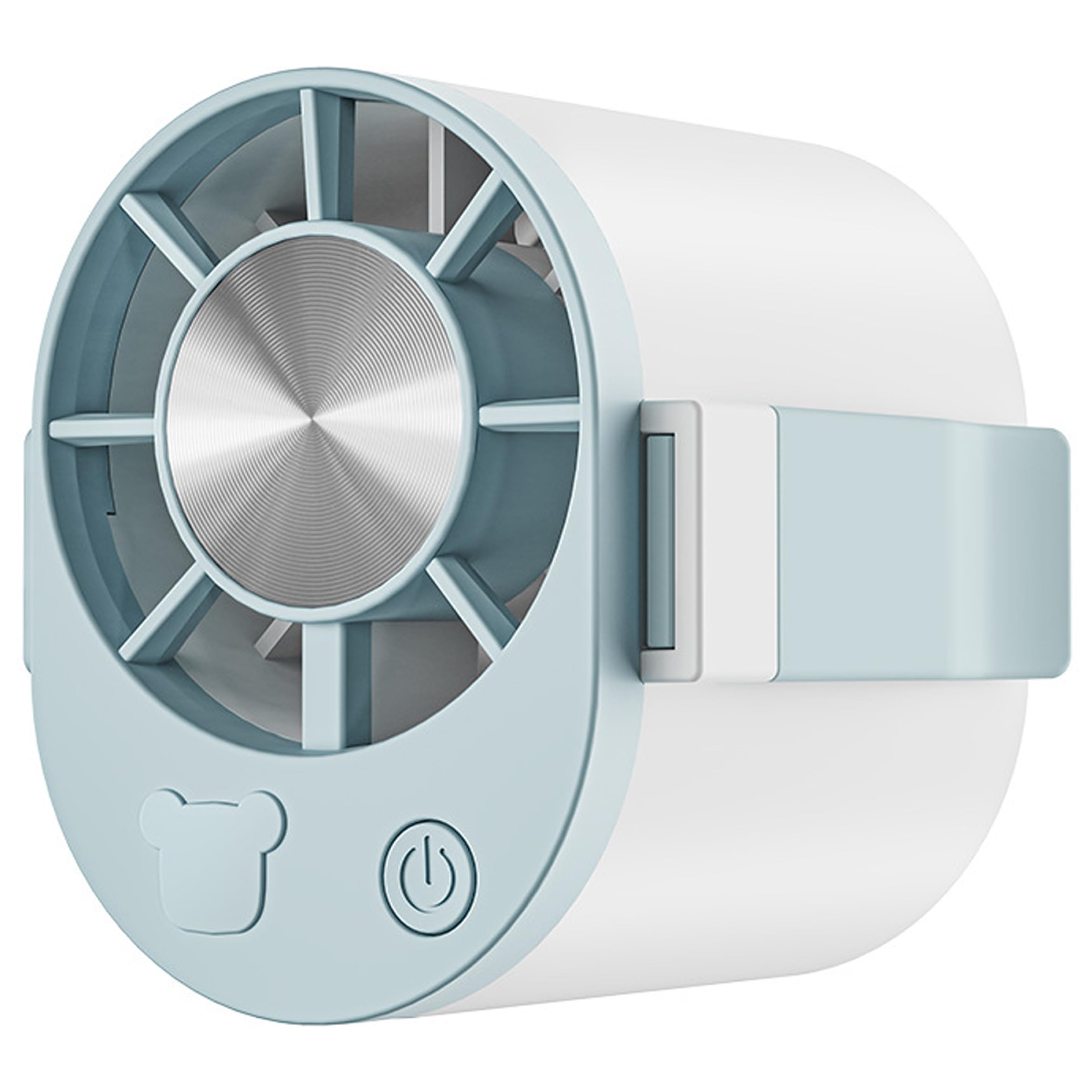 Ventilateur à pince rechargeable gris-bleu 1000 mAh avec 4 modes d'utilisation