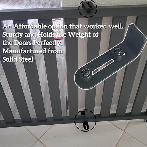 Miniatura 5 de Guía de rodillos de piso para puerta de granero mejorada, paquete de 2  Puerta corredera de granero para puerta de granero, accesorios ajustables