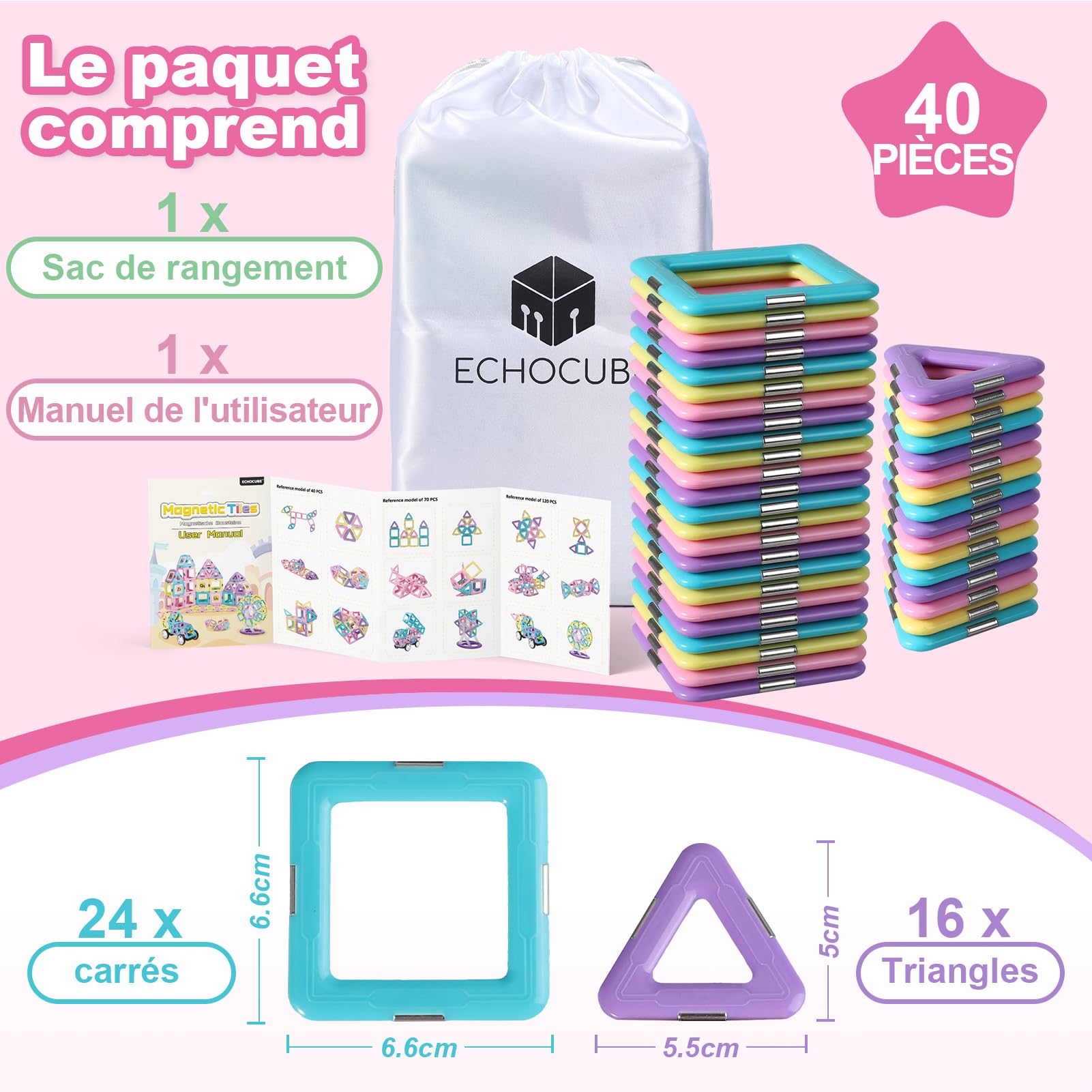 Ensemble de blocs de construction magnétiques Condis, 78 pièces