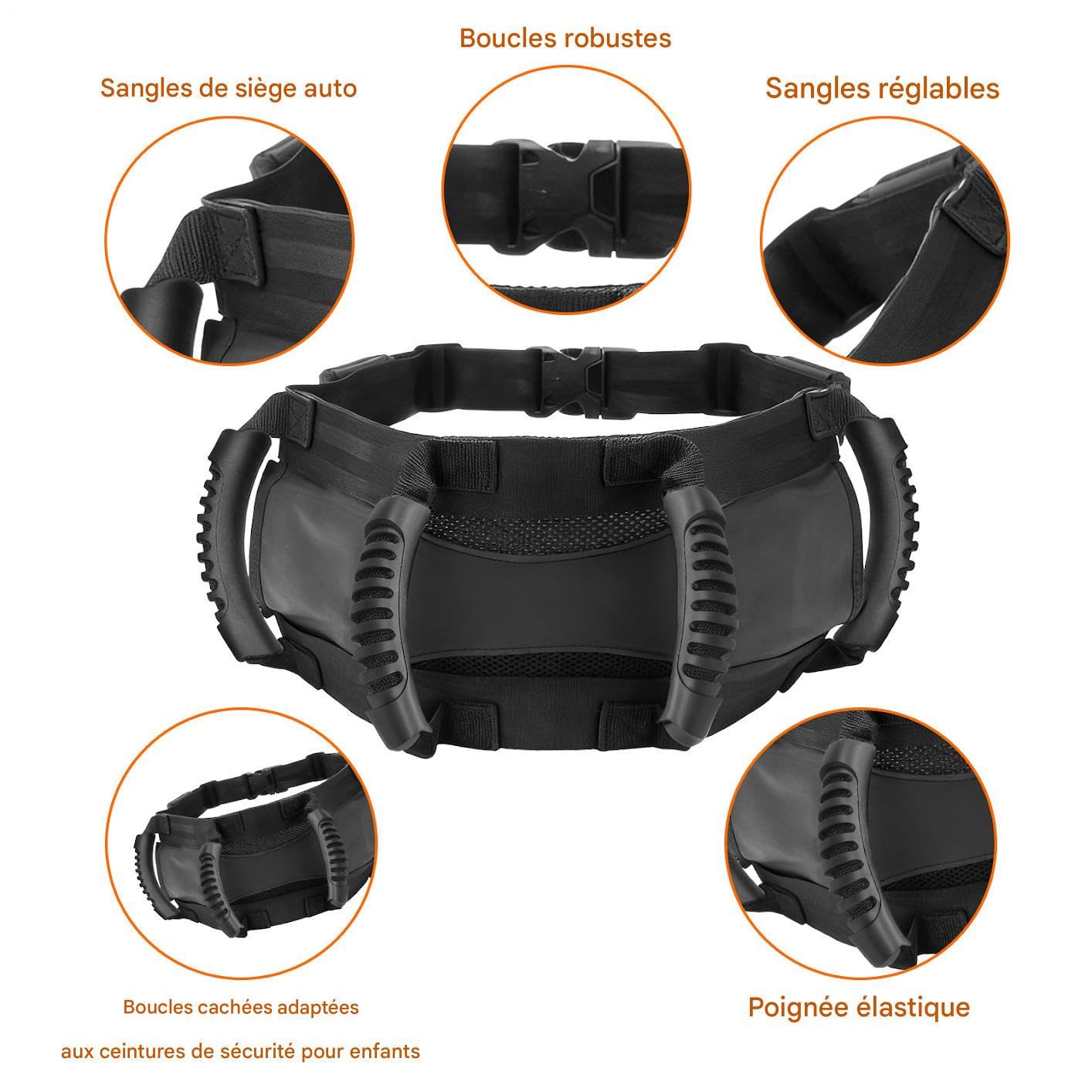 Poignée Pour Passager Moto | Sangle de Sécurité Ajustable - Ceinture de Poignée de Passager Motocross - pour Adultes Motocross Quad Motoneige Déplacement Scolaire Voyage Conduite Randonnée