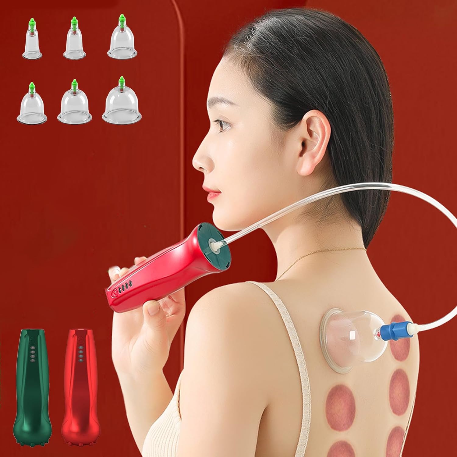 Teocary Cupping Set, 6pcs Professionals Electric Massage Cupping Set With Pump and