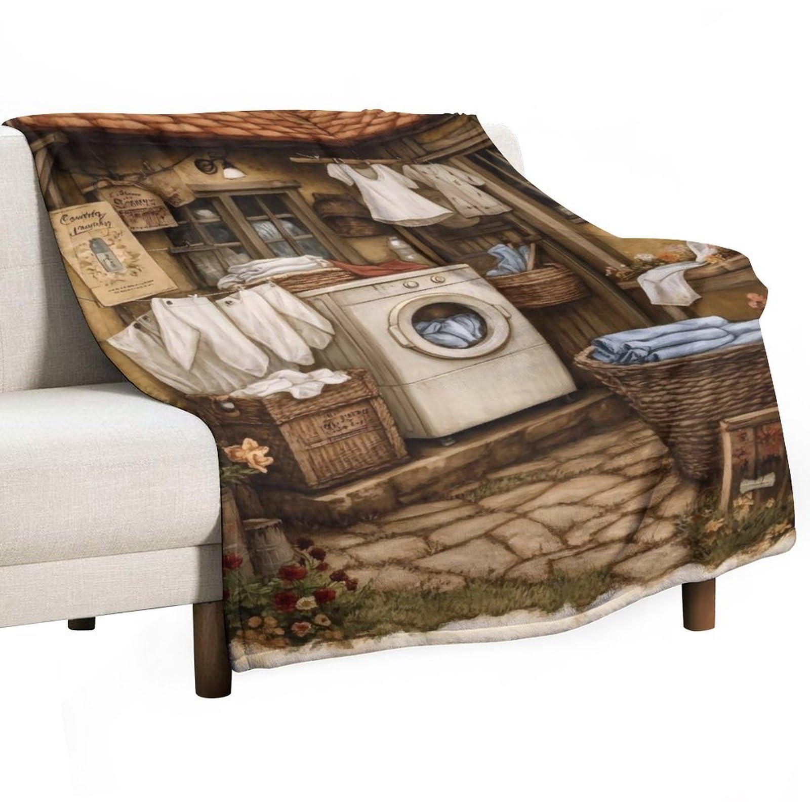 YHGSREUOH Country Laundry (1) Flannel Blankets Fleece Soft Throw Lightweight Plush Gifts for Couch, Bed, Cozy Sofa Plush, Chair, Lovers 32x48inch(80x120cm)