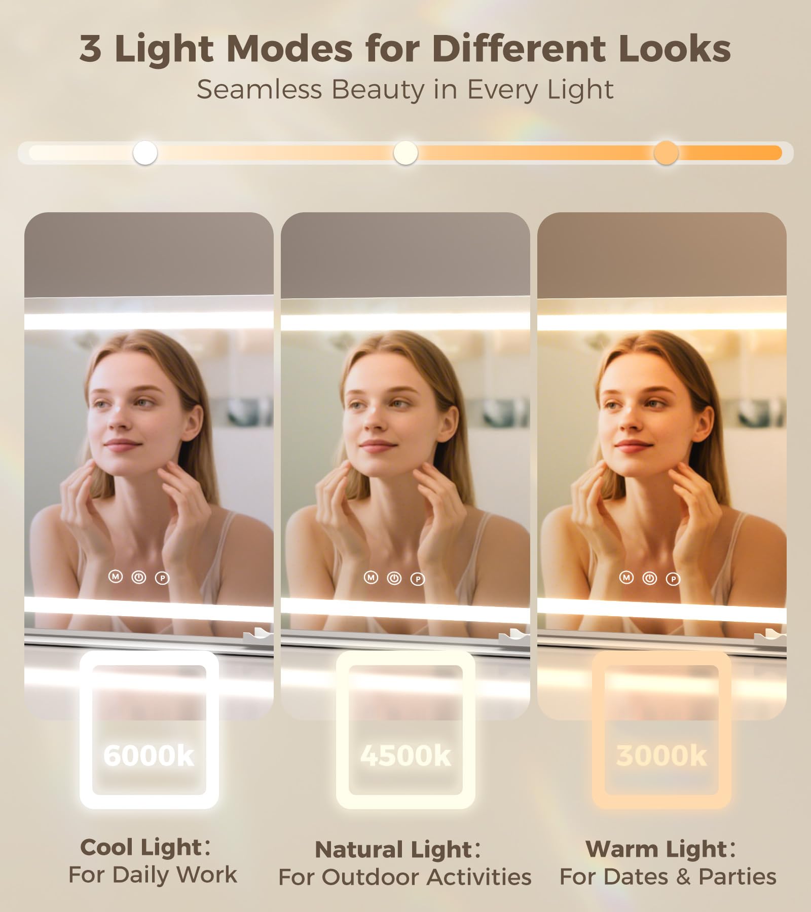 Saliwa Espejo de tocador con luces, espejo de maquillaje iluminado con 3 modos, espejo de aumento 10X, brillo continuo, rotación de 360°, regalos de Navidad y San Valentín para mujeres, hija, mamá