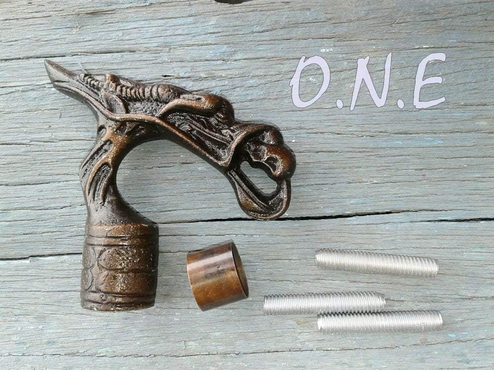 Alfiya Nautical Vintage Dragon Head Brass Walking Stick Handle | Antique-Style Brass Cane Handle Replacement | Classic Accessory for DIY Canes