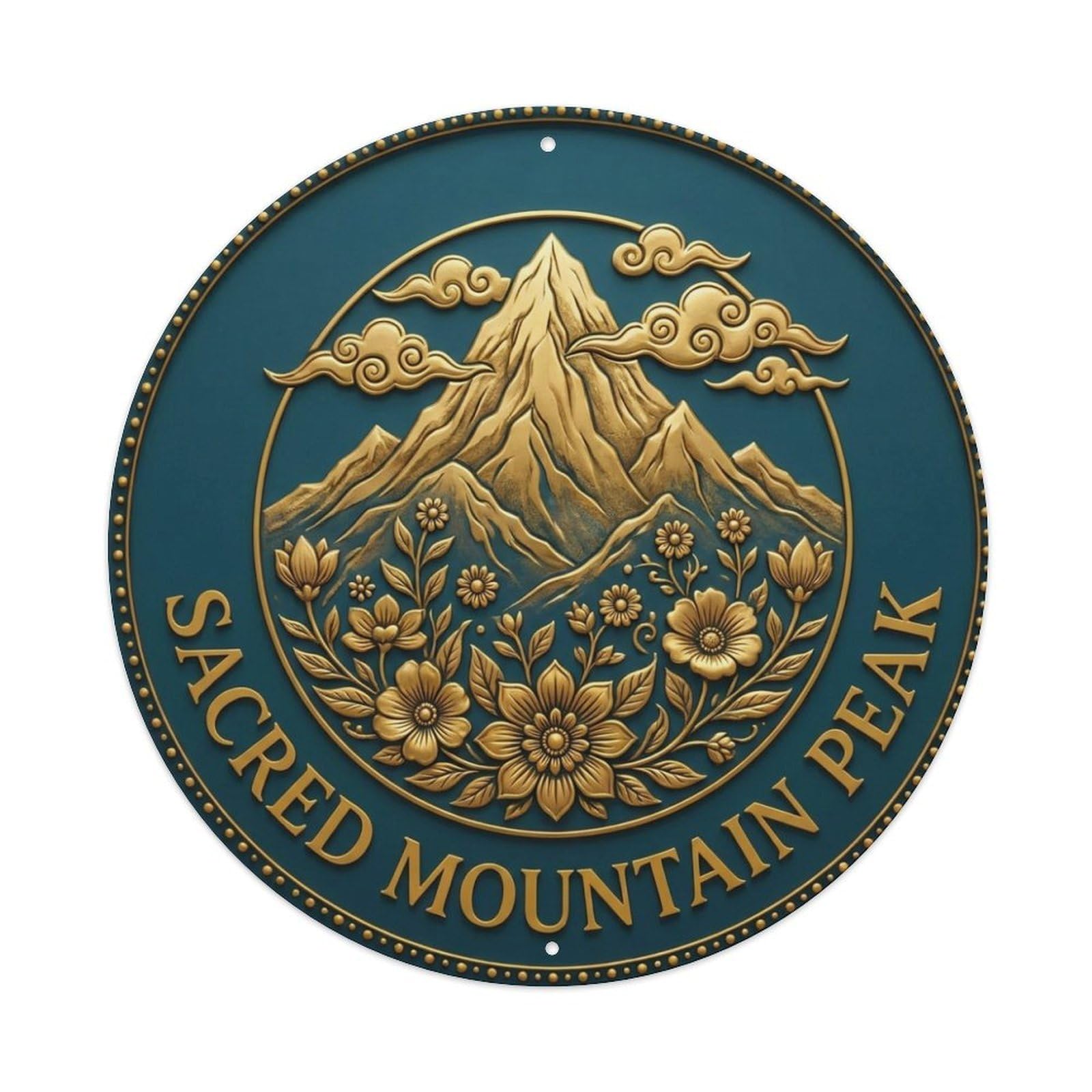 Vintage Sacred Mountain Peak Flower Zen Yoga Metal Tin Sign