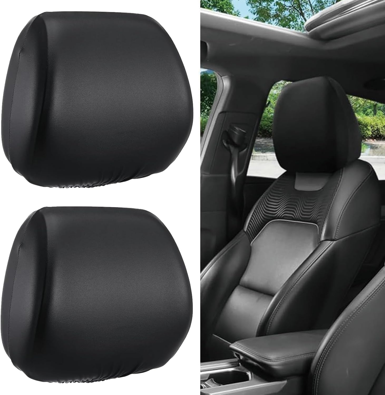 Woniyal 2 Pcs Car Headrest Covers for BMW 5 Saloon(G30,F90)(2016 Onwards), Vehicle Seat Neck Protector, Full Wrap-around Headrest Protectors, Breathable Faux Leather