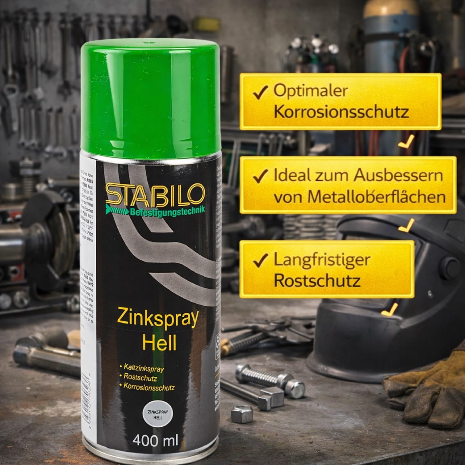 12x Zinkspray hell 400ml | Rostschutz, Korrossionsschutz, Grundierung, Rostschutzfarbe – hervorragendes Haftvermögen & hohe Abriebfestigkeit | 12 Stück