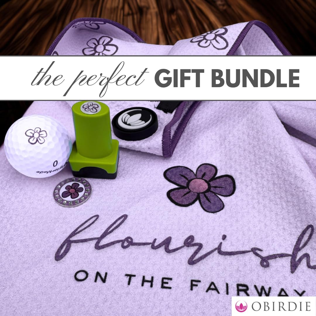 Magnetic Golf Towel, 18x18 Waffle Microfiber, Flower | Women's golf accessory. Detachable clip for easy use. Quick-dry, ultra-absorbent waffle microfiber.