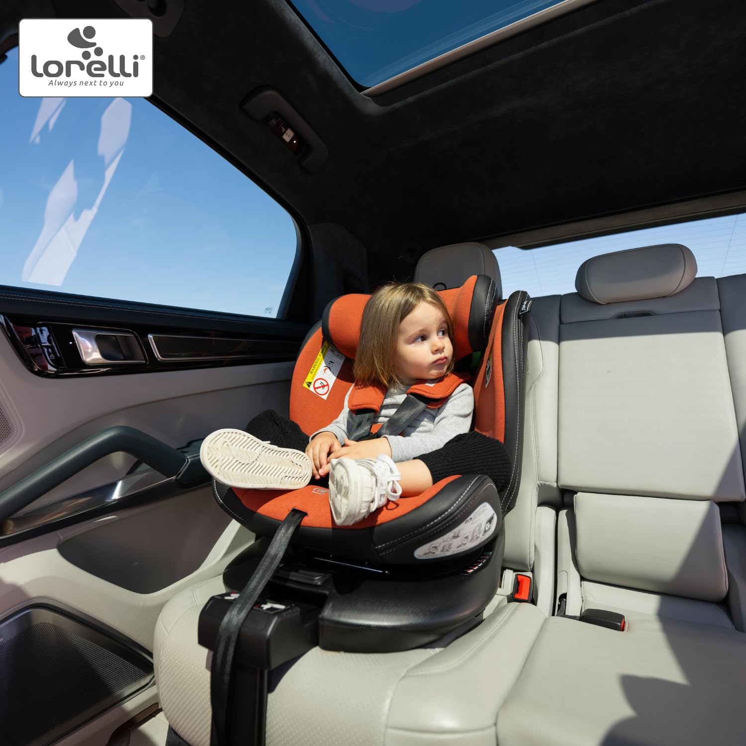 Lorelli Auto Kindersitz Estate mit Isofix Basis und Stützbein, 360 Grad drehbar, 0-36kg Mitwachsender Autositz i-Size 40-150cm, Babysitz ab Geburt, 5-Punkt-Gurt, Einstellbare Kopfstütze, grün