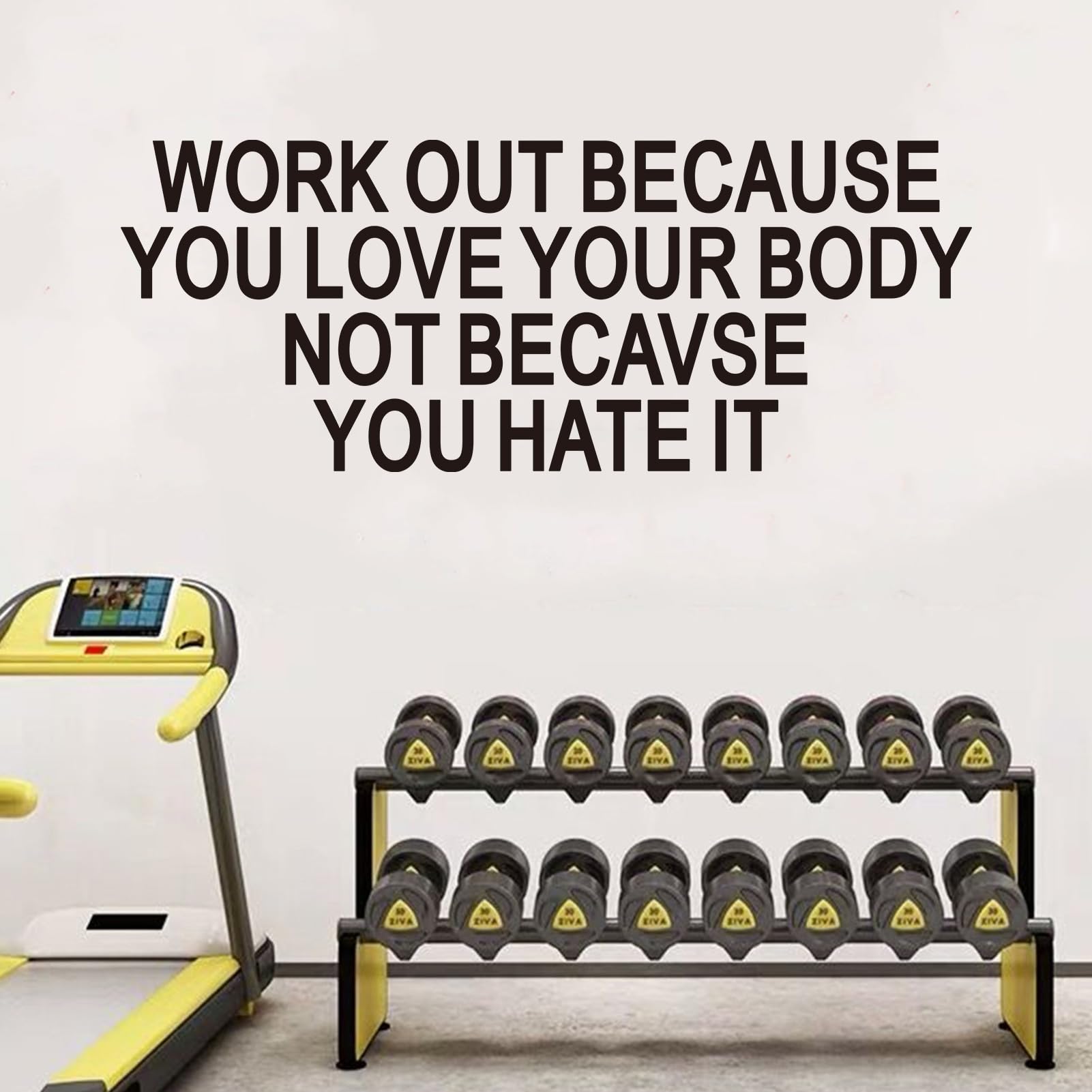 VODOE Work Out Because You Love Your Body Wall Stickers Inspirational Gym Wall Decals Motivational Quotes Wall Art Decals Vinyl Yoga Exercise Sports Positive Fitness Garage Wall Decor 32"X12.5"