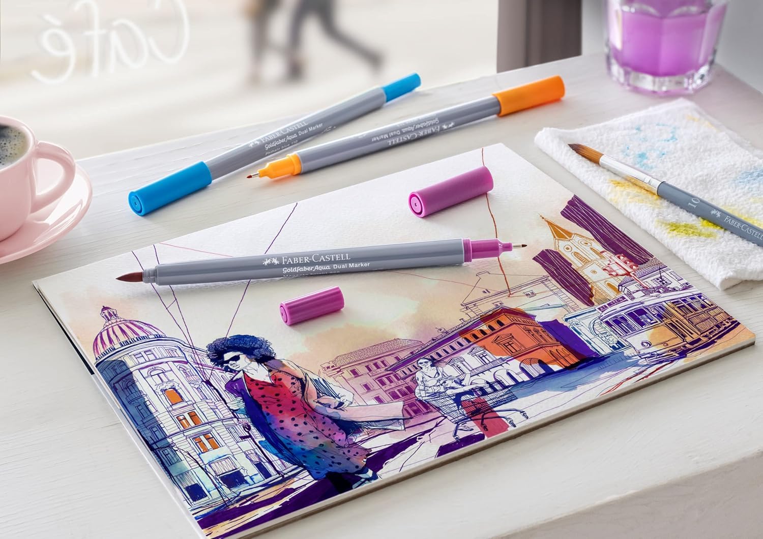 Faber-Castell - Marqueurs Goldfaber Aqua Dual, 24 couleurs