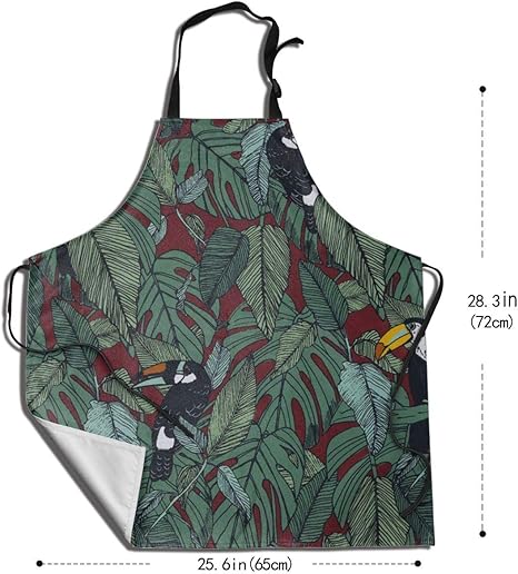 Amazon Co Jp オニオオハシ柄 葉柄 エプロン おしゃれ 首掛け 撥水 作業用エプロン 保育士 カフェ H型 男女兼用 仕事用 料理 キッチン 汚れにくい 耐久性 シンプル かわいい 動きやすい ホーム キッチン