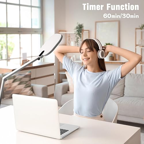 Miniatura 6 de Lámpara de escritorio LED para oficina en casa, luz de escritorio de 15 W con CRI >95, función de memoria y temporizador, luz de computadora