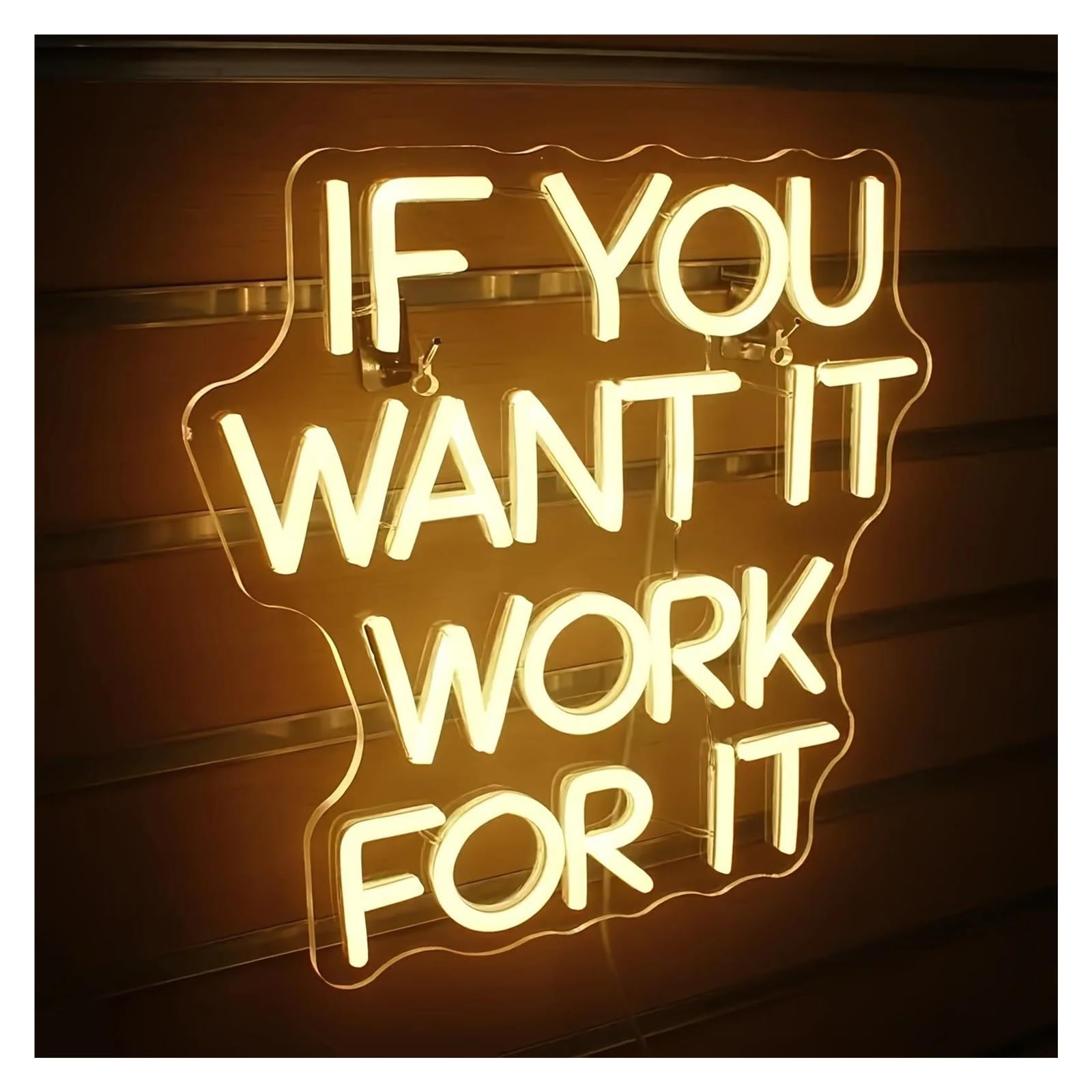 LEMST Sign Lamp If You Want It Work for It Neon, Shop,Atmosphere Neon, Valentine's Day New Year Decoration 30.8x32cm