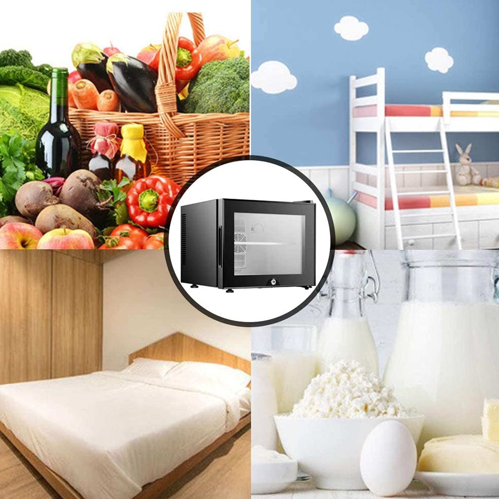 Amazon | ミニ冷蔵庫ガラスドアソーダビールワインステンレス鋼低