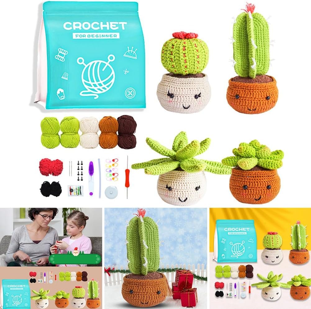 Kit de crochet pour débutants adultes et enfants, kit de crochet animal débutant crochet famille kit 3 pcs, kit de démarrage crochet amigurumi tricot et crochet fournitures avec vidéo étape par étape Kit de crochet pour débutants adultes et enfants, kit de crochet animal débutant crochet famille kit 3 pcs, kit de démarrage crochet amigurumi tricot et crochet fournitures avec vidéo étape par étape