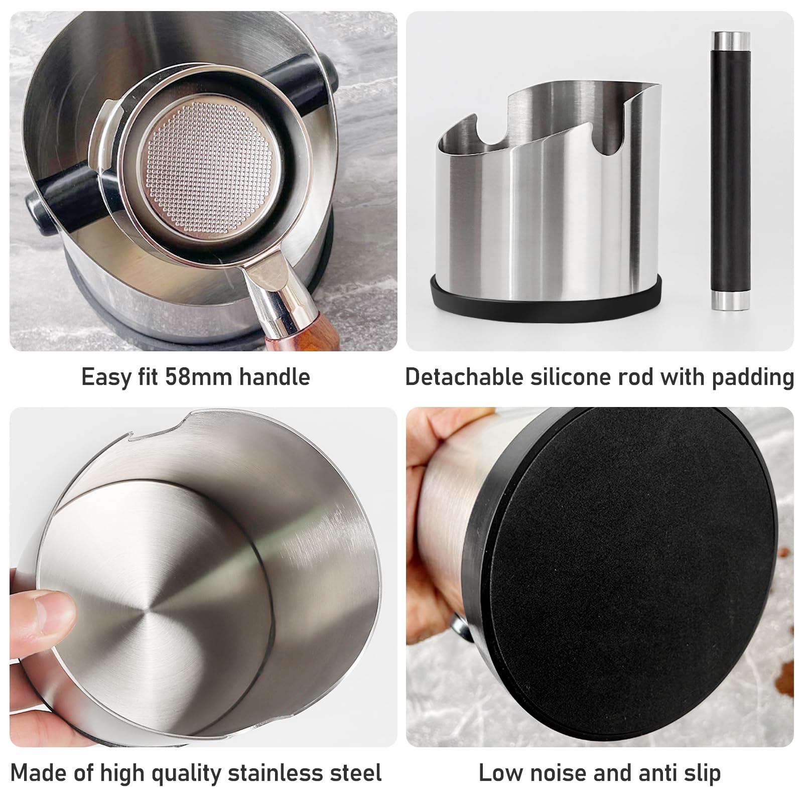 PORFOYO Contenitore per colino, contenitore per caffè in acciaio inox, con fondo antiscivolo, per raccogliere e riciclare