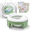 Potty Training Toilet Seat Portable Travel Potty for Toddlers 3-in-1 Chairs Baby Foldable WC Liners Detachable Reusable Outdoor and Indoor with Storage Bag Suitable Boys Girls Easy to Clean Green