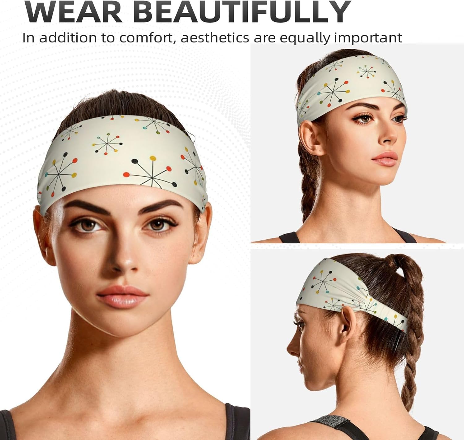 Absctract Geometric Pattern Space Print Ultra-Soft Elastic Headband Sports Running Gym Outdoor Activities Gifts Headwear