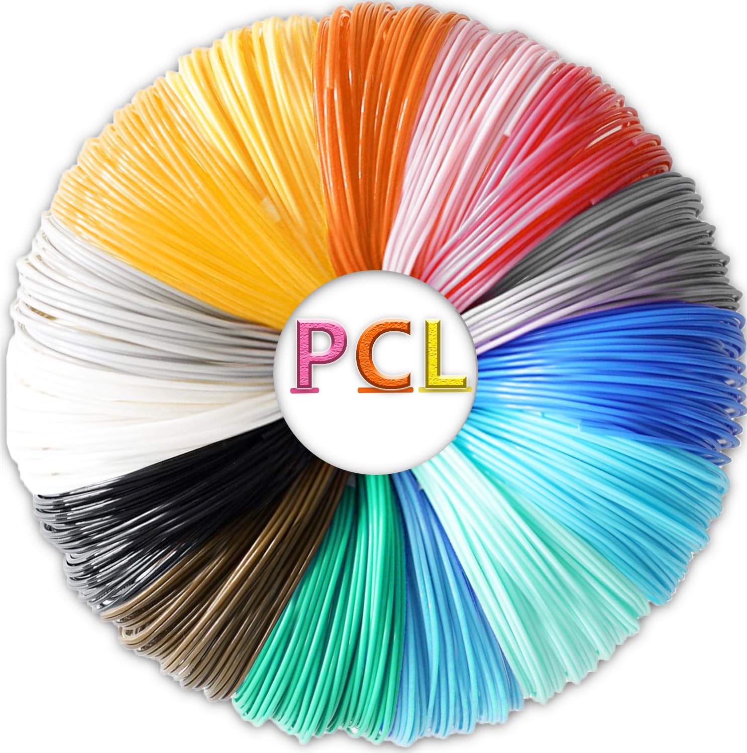 Yungden Filamento 3D PCL, 20 colores, filamento de impresión 3D de 1,75 mm, colores de bolígrafo 3D, un total de 100 m, minas 3D para filamentos 3D (bolígrafo 3D no incluido)