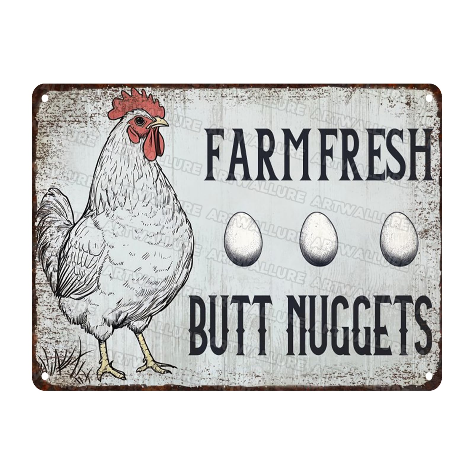 Farm Fresh Butt Nuggets Chicken Tin Sign, 12x16 Inch