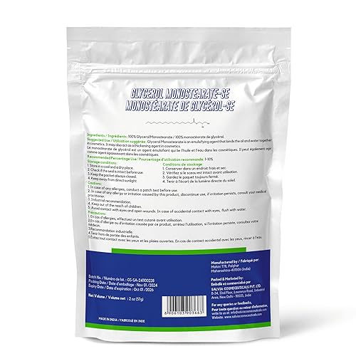 Miniatura 2 de Monoestearato de glicerol - SE- 2 onzas, monostearato de glicerol en polvo, monostearato de glicerol grado cosmético, sin OMG, sin parafina ni