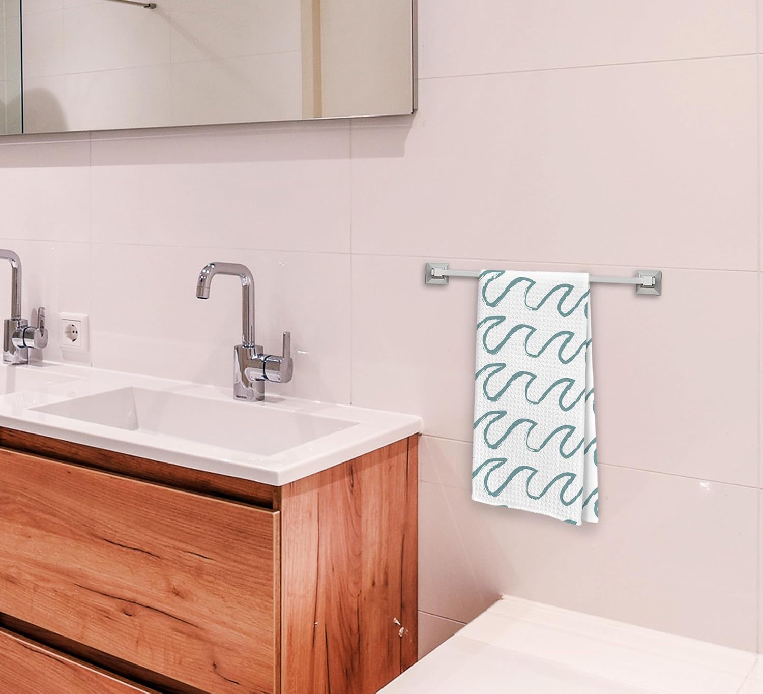 Summer Beach Ocean Sea Waves Kitchen Dish Towels Dishcloth 16x24 Inches,Rustic Beach House Decorative Absorbent Hand Tea Bathroom Towels,Ocean Lover Gifts,Sailor Gift (Pack of 2)