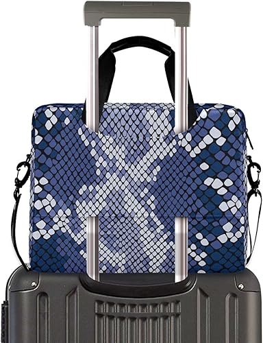 Miniatura 2 de Elegante piel de serpiente azul bolsa de ordenador portátil 15.6 pulgadas de la computadora que lleva el maletín bolso de mensajero del hombro,