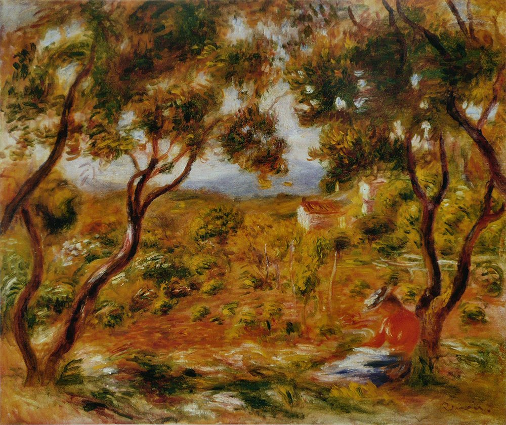 Cuadro Les Vignes e Cagnes de Renoir en lámina mate con marco marrón en tamaño pequeño
