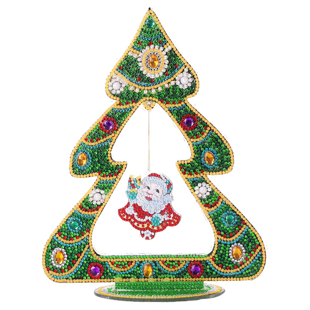 Diamond Art Painting, Luminous Christmas Tree Special Shaped Diamond Art Kit, 5D Mosaic Crystal Xmas Tree Craft Gifts for Home Decor (E)