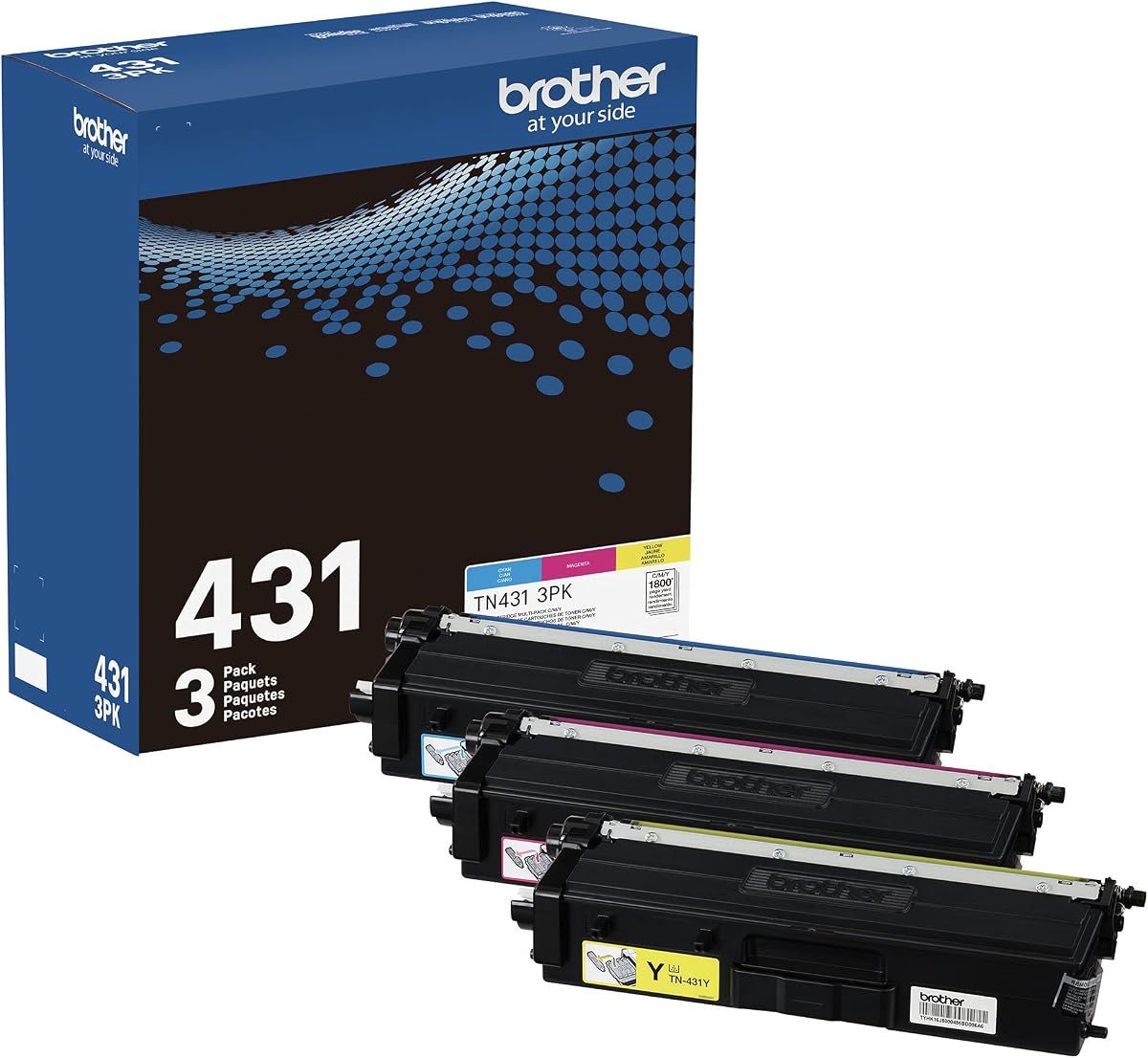 Brother TN-431 3PK, Cyan, Magenta, Yellow, Standard Yield, Model: TN4313PK | Standard-yield 3-pack