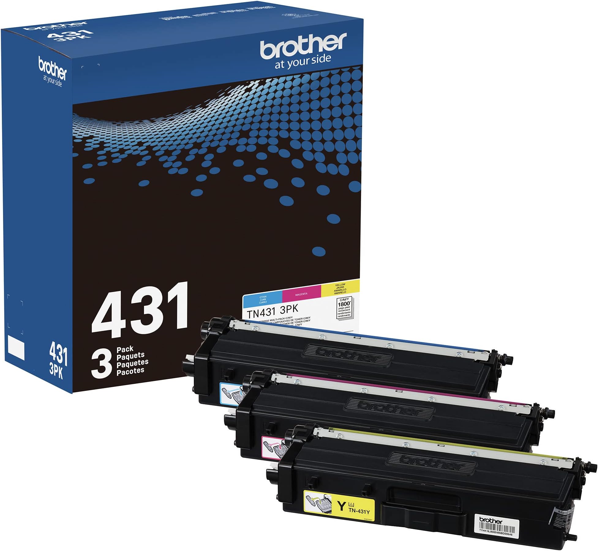 TN-431 3PK, Cyan, Magenta, Yellow, Standard Yield, Model: TN4313PK