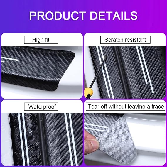 EAGLEG 4pcs Car Outer Door Sill Protector Kick Plates for Nis-san QASHQAI JUKE X-TRAIL MAXIMA NOTE TEANA, Carbon Fiber Accessories Scuff Guard Threshold Cover Pedal, Trim Non-Slip, NISMO