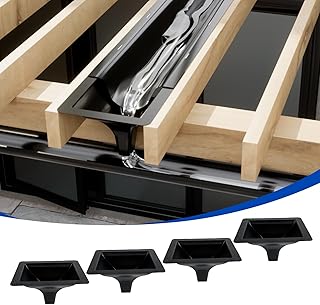 Muzata 4PCS Black Under Deck Drainage System Downspout PE Easy Installation Rain Drain for 12"/16" Joist Spacing M078