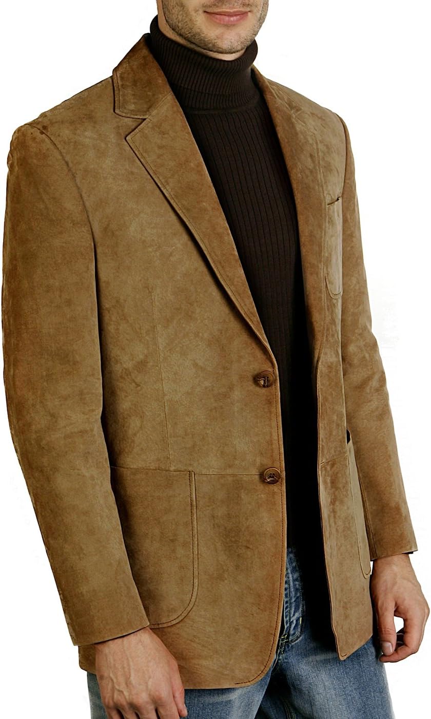 BGSD Men Steve 2-Button Suede Leather Blazer Sport Coat Jacket (Also available in Big and Tall and Short)