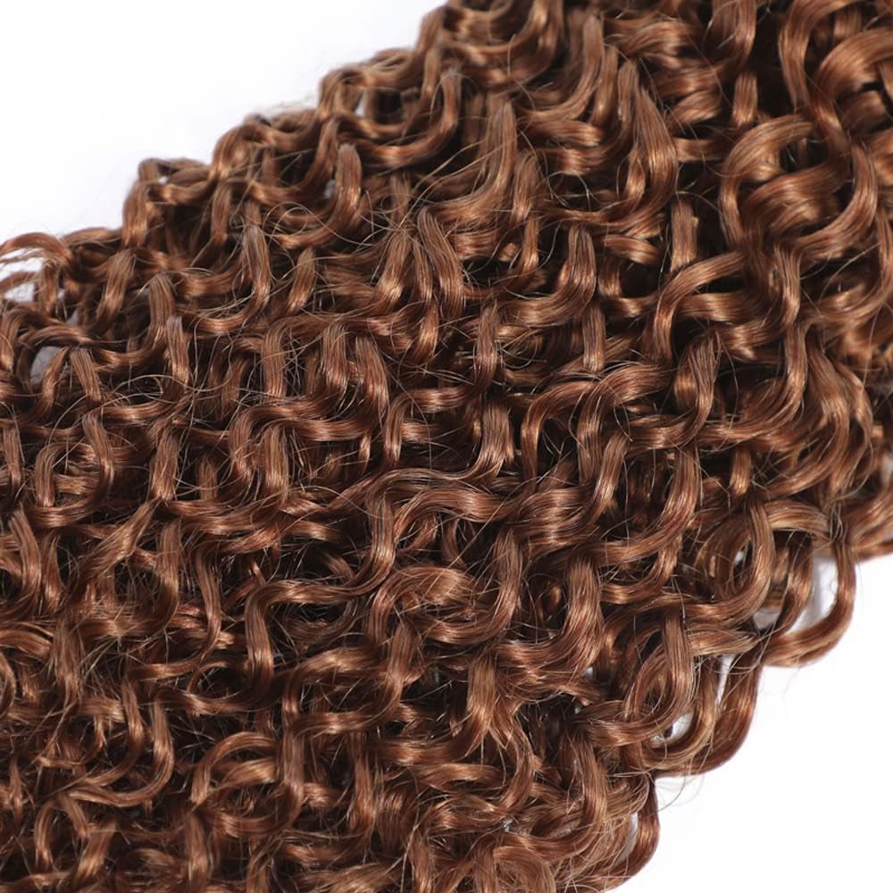 Color #30 Bundle Light Brown Kinky Curly Human Hair Bundles Peruvian Unprocessed Virgin Hair Color #30 Curly Water Bundles Human Hair 12 14 16 Inch