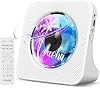 Portable CD Player with Bluetooth, Gueray Desktop CD Players for Home, Bulit-in Double HiFi Speakers, AUX&Headphone Jack, FM Radio Boombox with Remote Control, USB Port,LCD Display (White)