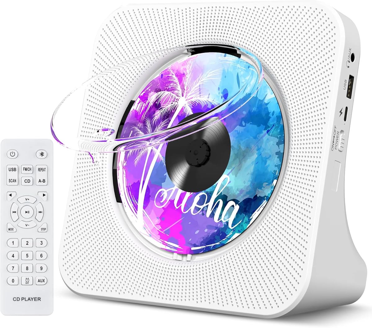 Gueray Portable CD Player with Bluetooth, Desktop CD Music Players for Home Built-in Double HiFi Sound Speakers, Support AUX&USB FM Radio Cool Men's Christmas Birthday Gifts,Gifts for Music Lovers