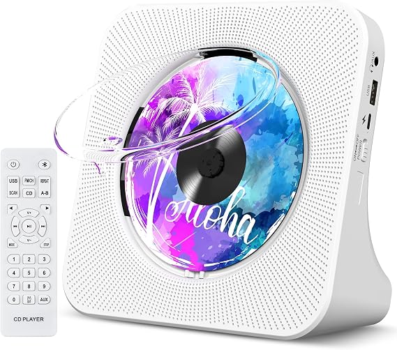 Gueray Portable CD Player with Bluetooth, Desktop CD Music Players for Home Built-in Double HiFi Sound Speakers, Support AUX&USB FM Radio Cool Men's Christmas Birthday Gifts,Gifts for Music Lovers