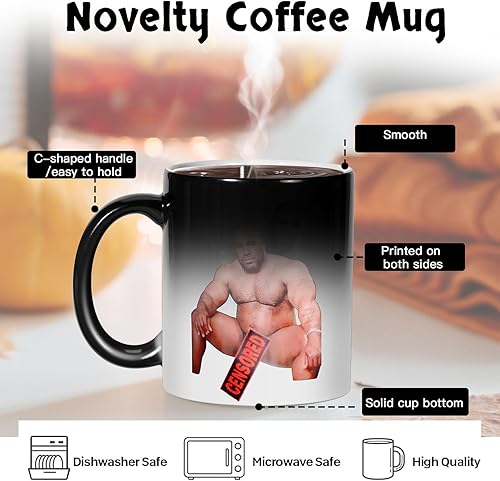 Miniatura 6 de Regalos divertidos para hombres, taza de café de madera de Barry, mensaje aparece mientras se calienta, regalos de elefante blanco para adultos,
