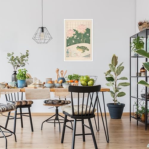 Miniatura 3 de Arte de pared de rana japonesa en la bañera, arte de pared de rana verde con animales verdes, arte japonés, impresiones estéticas minimalistas
