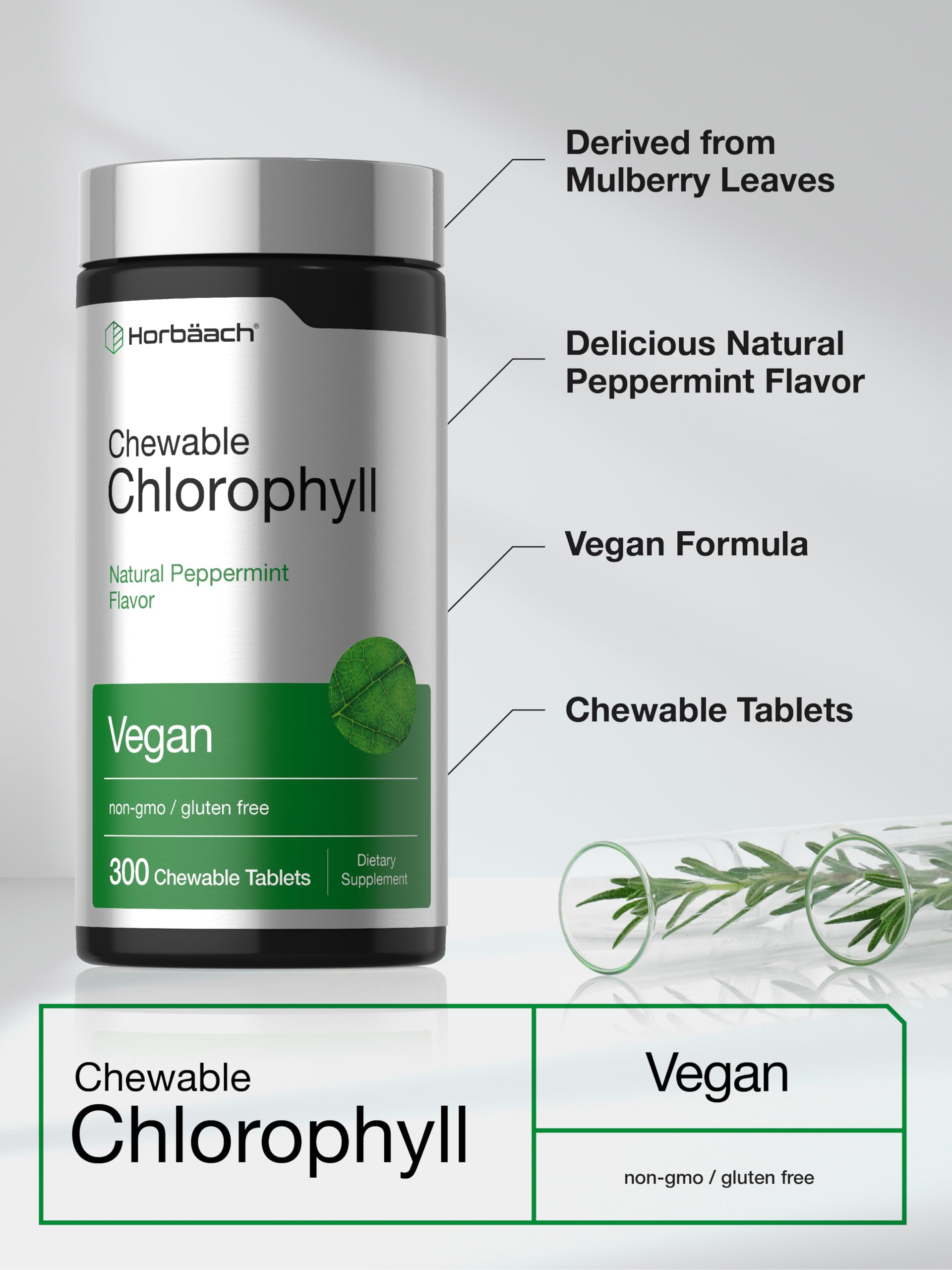 Horbäach Chlorophyll Pills | 300 Chewable Tablets — Amazon image 4