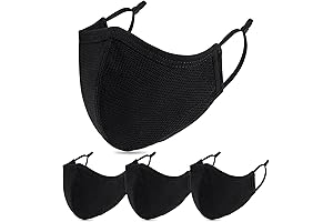 Black Color Protective Black Mask, Reusable Face Cover Washable BB-9201 6 Pack