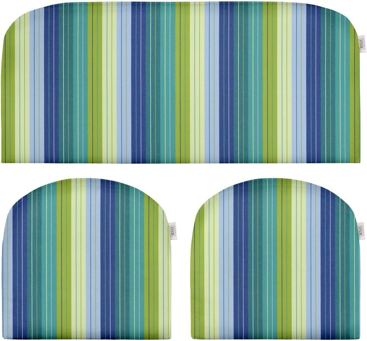 RSH DECOR Sunbrella 3-Piece Wicker Foam Cushion Set | 41" x 19" & 19" x 19" | All Weather | Outdoor Settee Loveseat & U-Shape Seat Cushions for Patio Furniture (Dolce Mango) - Made in USA