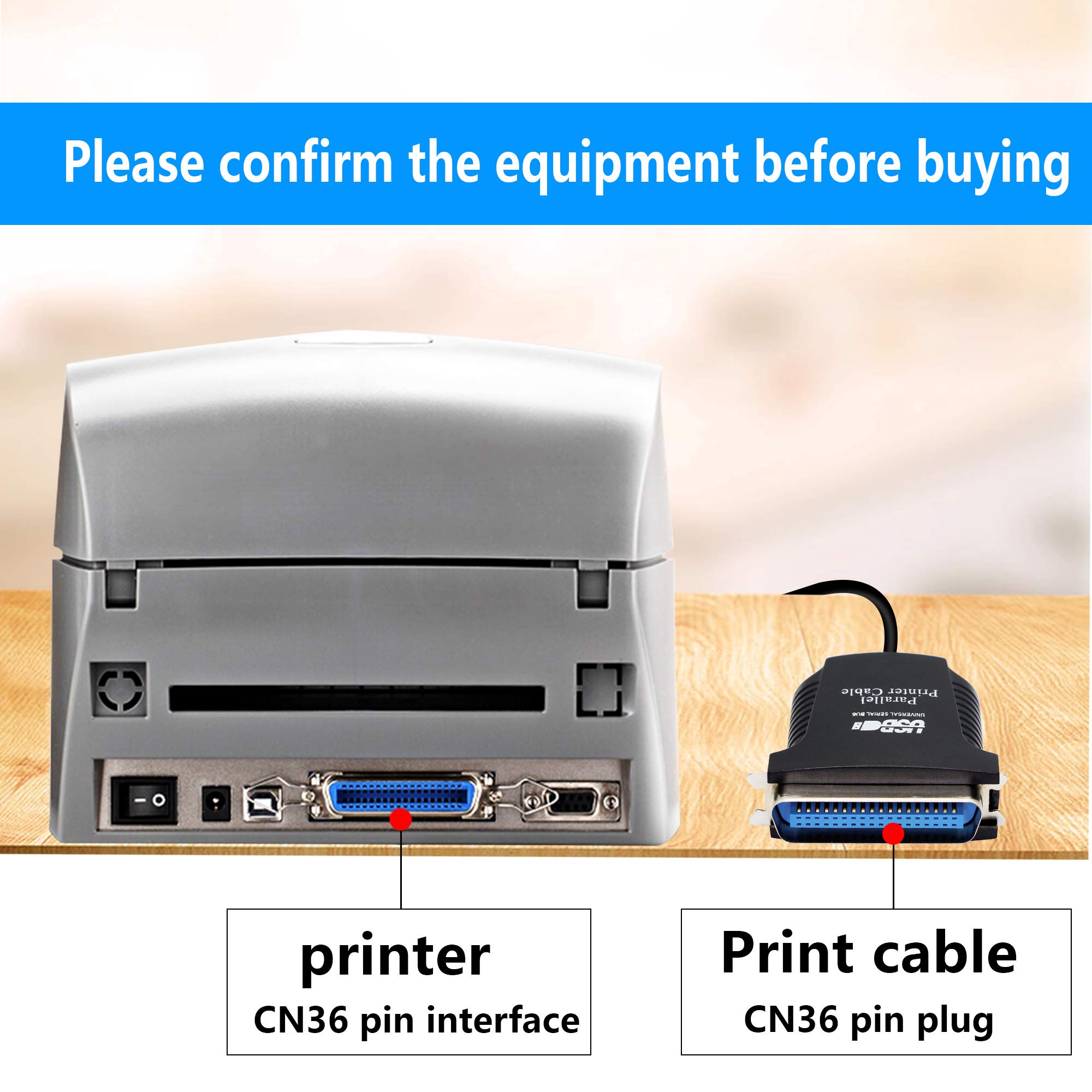 Image secondaire de SinLoon Câble adaptateur USB vers port parallèle USB vers IEEE1284 CN36 pour imprimante (70 cm)